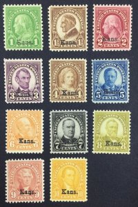 MOMEN: US STAMPS #658-668 KANS MINT OG NH VF LOT #76415