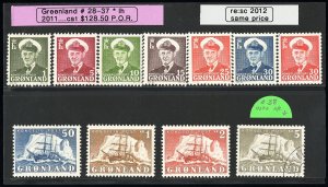 Greenland Stamps # 28-37 MLH VF #38 Incl Used No Charge Scott Value $114.00