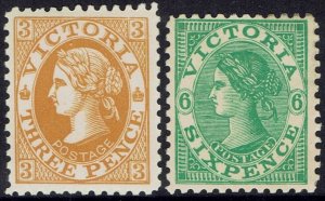 VICTORIA 1905 QV POSTAGE 3D AND 6D WMK CROWN/A PERF 11 */**