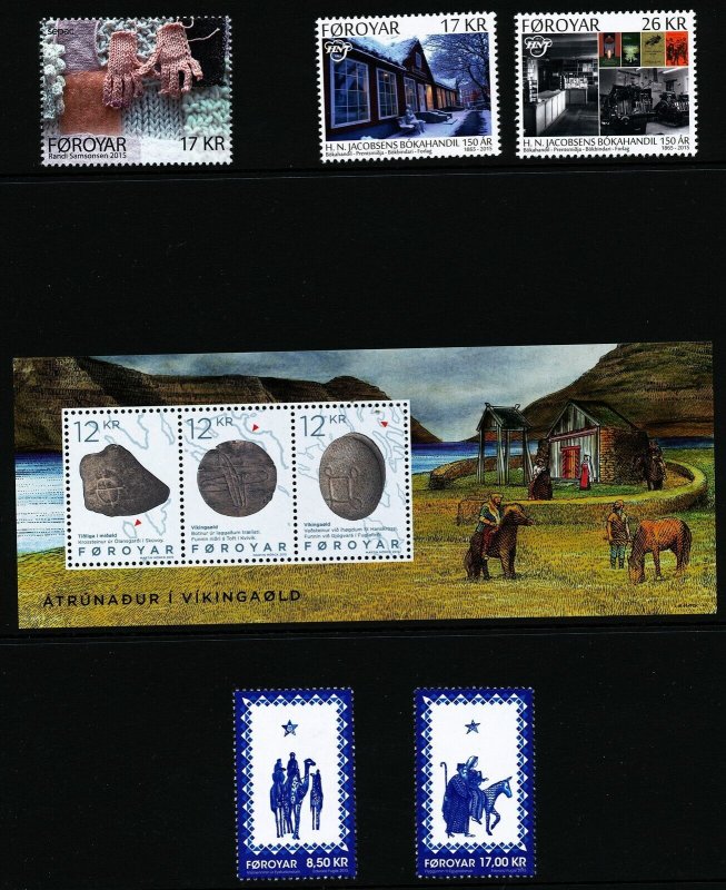 Faroe Islands 2015 Year set cpl with S/S and singles Solar eclipse. 3 scans. MNH