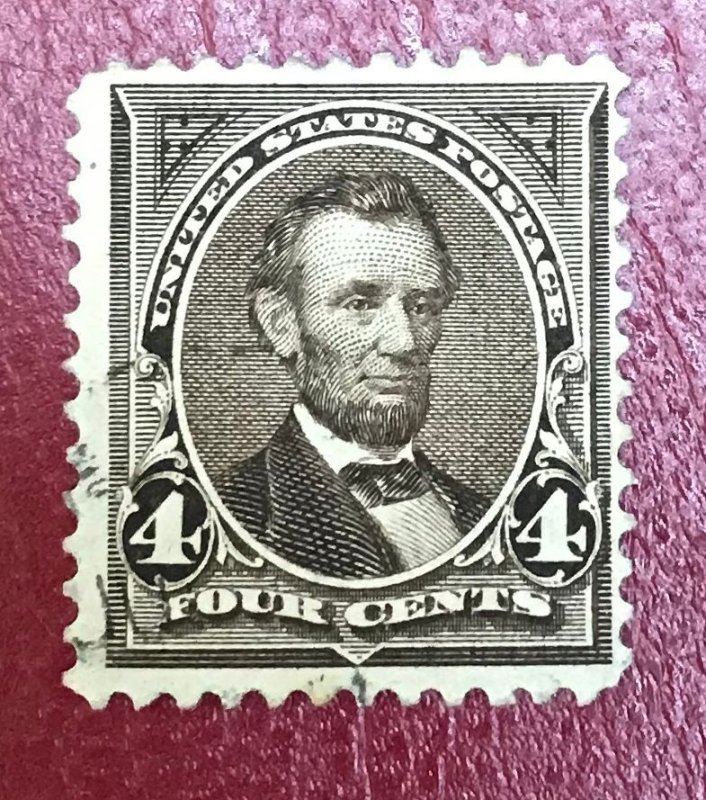 1890-93 US Sc 222 used 4c Lincoln Cv4.75 Lot 4736