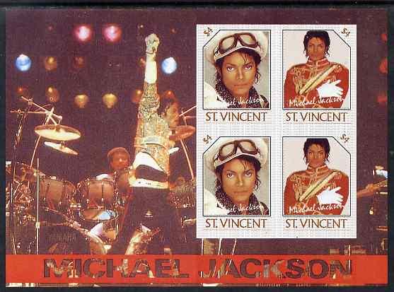 St Vincent 1985 Michael Jackson m/sheet containg 4 x $4.0...