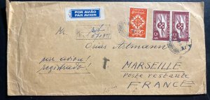 1941 Lisbon Portugal Airmail Registered Cover To Marseille France