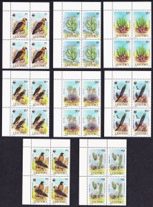 Lesotho WWF Lammergeier Birds Cacti 8 T1 Corner blocks 1986 MNH SC#512-519