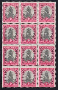 South Africa SG O42 MNH. 1950-1954 1p Dromedaris, Block of 12, fresh. SHIP