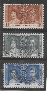 GOLD COAST 1937 CORONATION SET FINE USED Cat £12