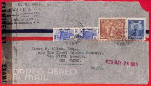 aa3609  - COLOMBIA  - POSTAL HISTORY -  CENSORED  COVER to the USA 1940's