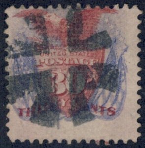 US 121 1869 30c Eagle FANCY 'CROSSROADS' CANCELATION! cv $450.00  *Bay Stamps*