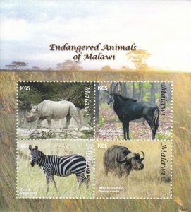 Malawi MNH Sc 745 Souvenir sheet Value $ 3.75 US $$ Endangered Animals Rhino