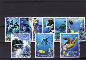 Kyrgyzstan 2000 Marine Life/Dolphins/Turtles/Fishes Set  (9) Perforated MNH