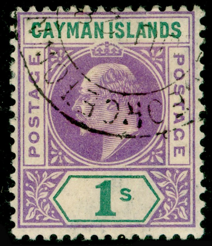 CAYMAN ISLANDS SG15, 1s violet & green, FINE USED. Cat £90.