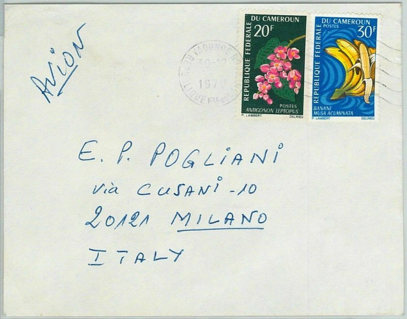 59364 - Cameroon CAMEROUN - POSTAL HISTORY: COVER to ITALY 1970 - FRUIT Flowers 