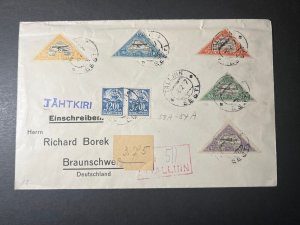 1927 Registered Estonia Cover Tallinn to Braunschweig Germany