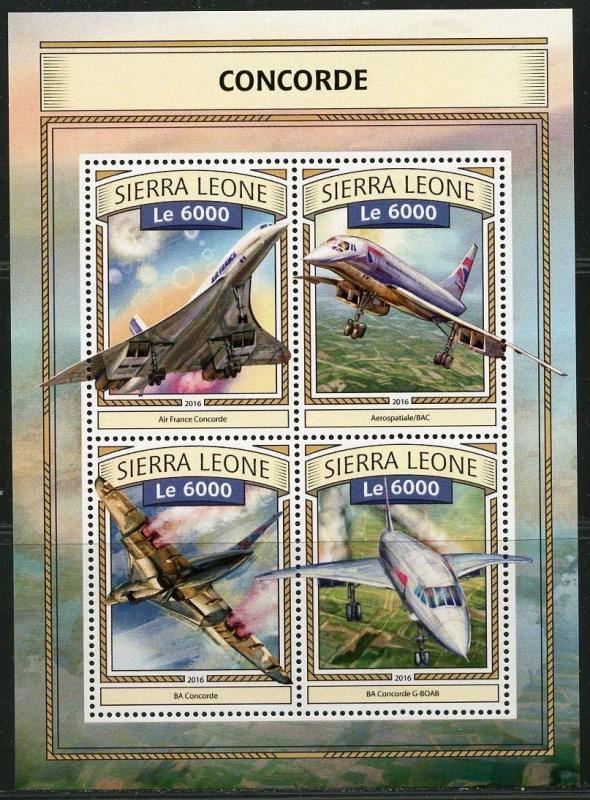 SIERRA LEONE 2016  CONCORDE  SHEET  MINT NH