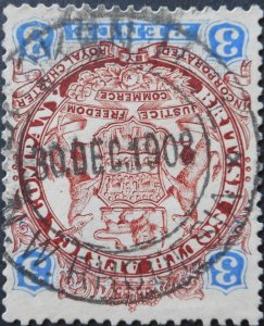 Rhodesia 1896 3d with Broken Hill crosses (DC) postmark