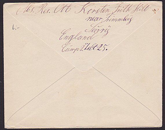 GB WWI POW cover to Germany ex Frith Hill Camp..............................3388