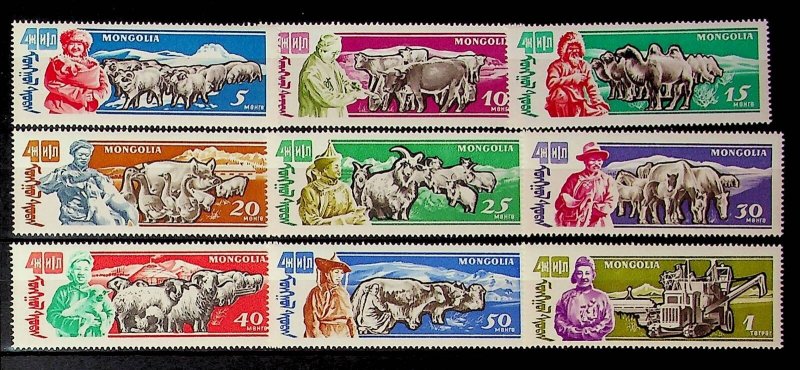 MONGOLIA Sc 243-51 NH SET OF 1961 - DOMESTIC ANIMALS -INDEPENDENCE - (LO25)