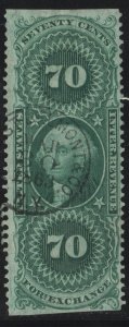R65b 70¢ Revenue: Foreign Exchange Part Perforate (1862) Used/CDS