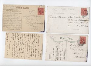 4 1909-12 UK postcards to USA with Esperanto messages [y7795]