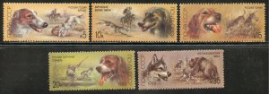 Russia Scott 5667-71 MNHOG - 1988 Hunting Dogs Set - SCV $2.95