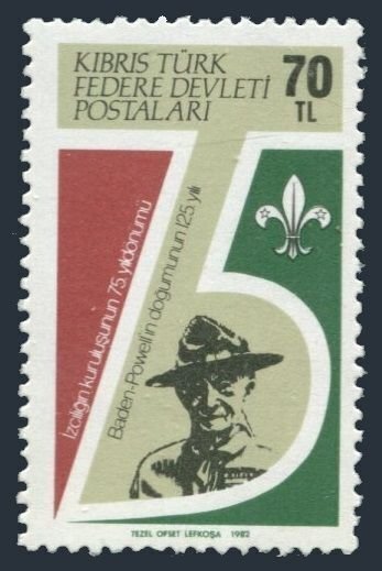 Turkish Cyprus 124,MNH.Michel 124. Scouting,75th Ann.1982.Lord Baden-Powell.