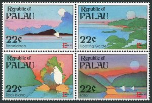 Palau 146-149a block, MNH. Michel 188-191. CAPEX-1987, Islands views.