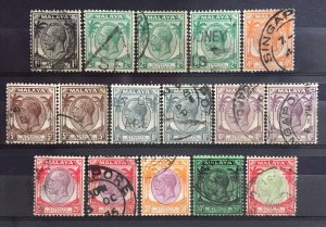 MALAYA 1936-37 STRAITS SETTLEMENTS KGV 16V 1c-$2 USED M2556