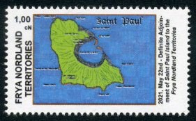 FRYA NORDLAND TERR.  2021 - Map Saint Paul Is. - Perf 1v - M N H - Private Issue