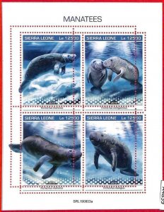 A4859 - SIERRA LEONE - ERROR MIPERF, miniature s: 2019, manatees, marine life-