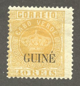 Portuguese Guinea Scott 16 Unused HROG - 1885 40r GUINÉ Overprint - SCV $3.00