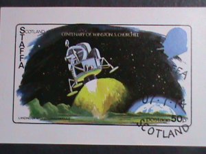 ​STAFFA-SCOTLAND-1974-CENTENARY OF SIR WINSTON CHURCHILL - IMPERF CTO S/S VF