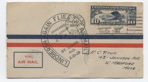 1928 C10 Lindbergh flies again cacheted cover St. Louis MO  [6525.365]