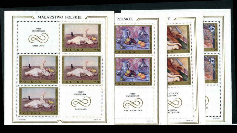 Poland Polish Paintings Sheet Set 1969 MNH Mi 1941-1948 Scott 1675-1682 (3rL)