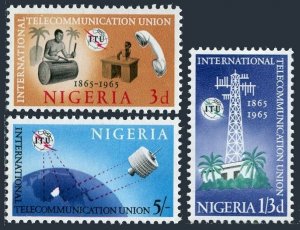 Nigeria 175-177, MNH. Michel 166-168. ITU-100,1965. Drummer,Satellite,Telephone.