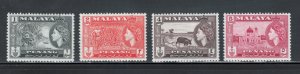 Malaya States - Penang 1957 Queen Elizabeth II Scenes Scott # 45 - 48 MH