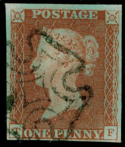 GB QV SG8, 1d red-brown BLACK MX PLATE 12, FINE USED. Cat £90.  TF 