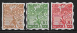 Germany West Berlin 9N81-83 1952 Pre-Olympics MNH 2022 Scott c.v. $22.50 (*sch)