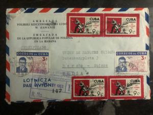 1963 Habana Cuba poland Embassy Diplomatic cover to Bern Switzerland