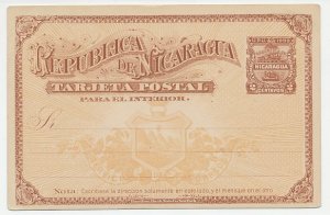 Postal stationery Nicaragua 1890 Train - Telegraph