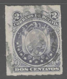 Bolivia Scott 25 Used 1887 Rouletted stamp