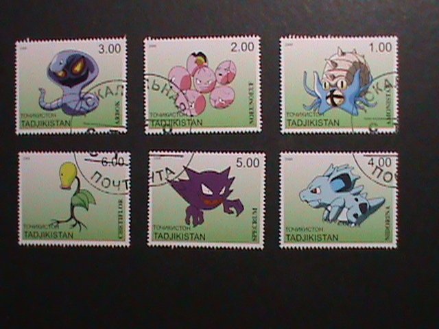 ​TAJIKISTAN -2000 LOVELY FAMPOUS POKEMON CTO FANCY POSTAL CANCEL VERY FINE