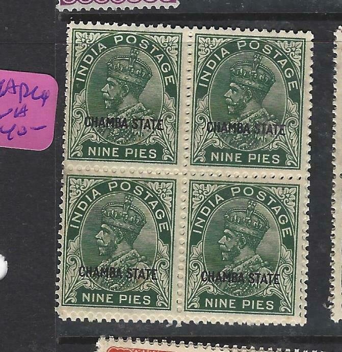  INDIA CHAMBA (P1808B)  KGV 9P   SG 64A BL OF 4   MNH