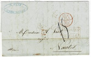 Martinique 1852 St. Pierre cancel on cover to France