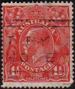 Australia 1927 Sc#68, SG#97 1-1/2d Red KGV Head, Kings, USED