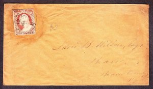 US 11 or 11a 1851 Issue 3c Washington on Cover (-115)