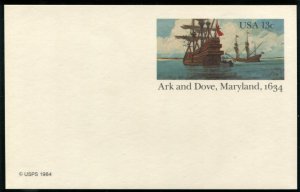 UX101 US 13c Ark and Dove, Maryland PC, Mint Entire