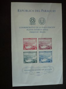 Stamps - Paraguay - Scott# 277a - Mint Never Hinged Souvenir Sheet