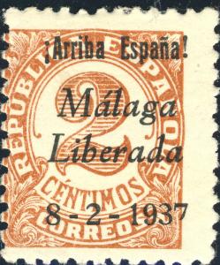 ESPAGNE / SPAIN / ESPAÑA - MÁLAGA 2Cts Ed.6 normal ñ (Locales Patrioticos)