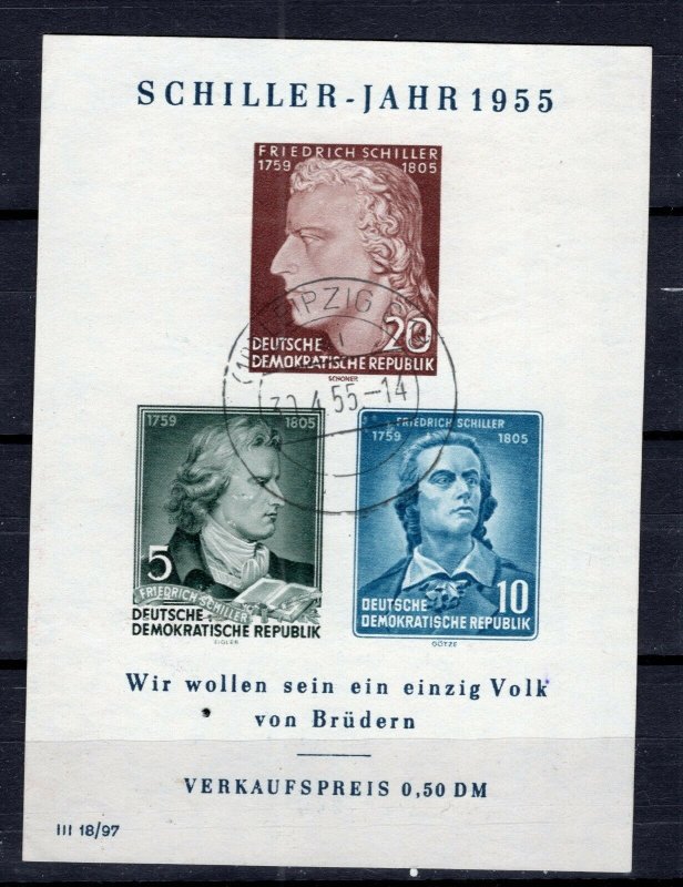 GERMANY DDR DEMOCRATIC REPUBLIC SCOTT 243a SCHILLER SHEET POSTALLY USED 1