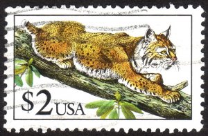 1990, US $2, Bobcat, Used, Sc 2482